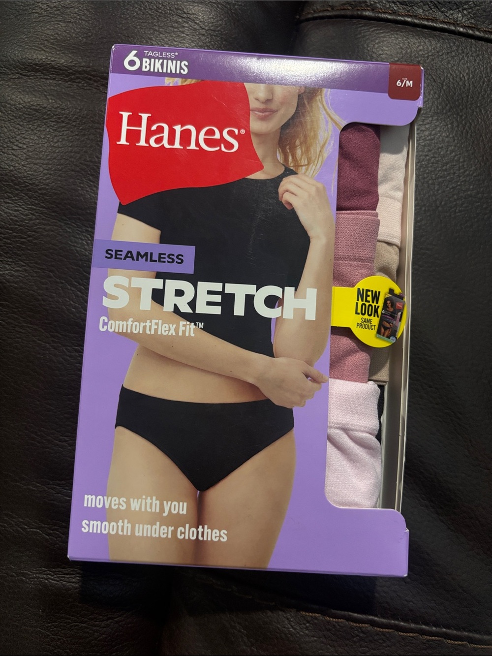 Hanes Seamless Stretch Bikini Pack - Black, Mauve & Light Pink (6-Pack)